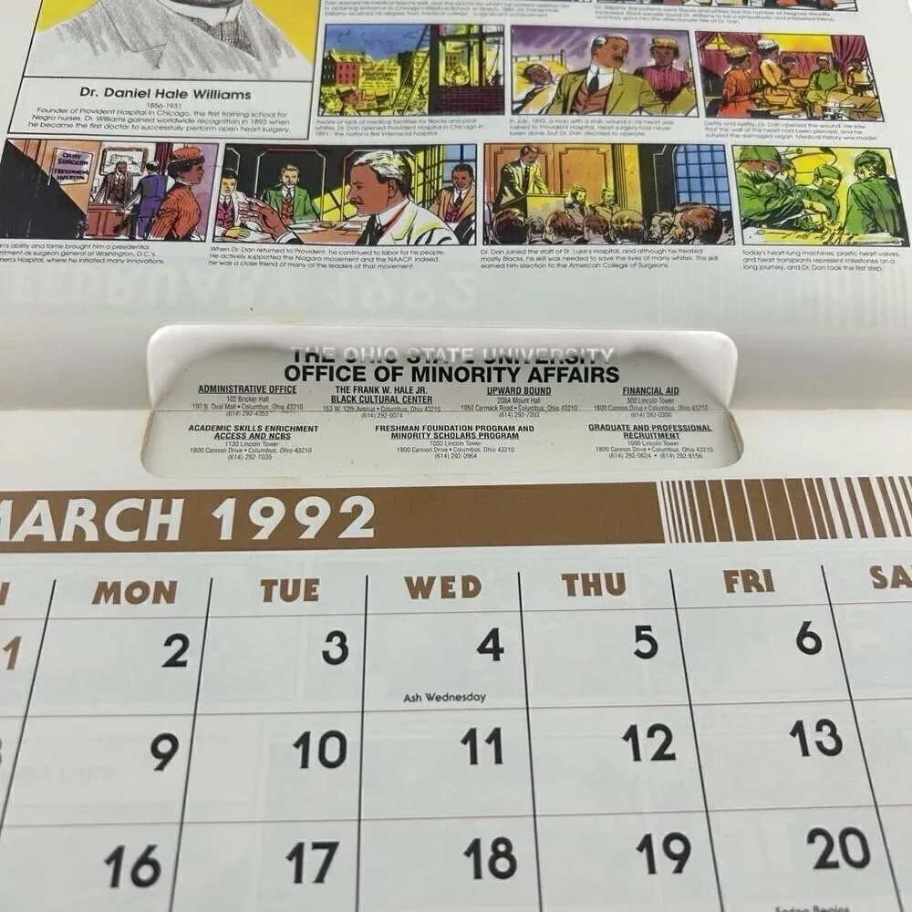 THE AFRO-AMERICAN HISTORICAL CALENDAR - 1992 Advertising Calendar Ohio State